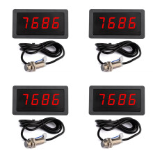 4X 9999RPM Tachymètre Compteur de Comptage LED Numérique 8-24V Jauge Compteur de Vitesse avec Interrupteur de Capteur à Aimant Hall NPN 5V