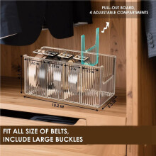 4er-Pack Acryl-Gürtel-Organizer für Schrank und Schublade - 8 Abnehmbare Fächer, Transparenter Gürtelhalter, Passend für die Meisten Größen