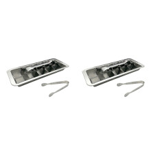 2X Stainless Steel Ice Tray Food-Grade Metal Ice Mold for Whiskey and Cocktails Fast Freeze and Easy Twist Release