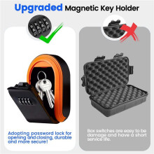 2X Magntic Key Lock Box with 4 Digit Combination Lock Hider Under Car, Magnetic Key Holder for Indoors, Outdoor Travel A