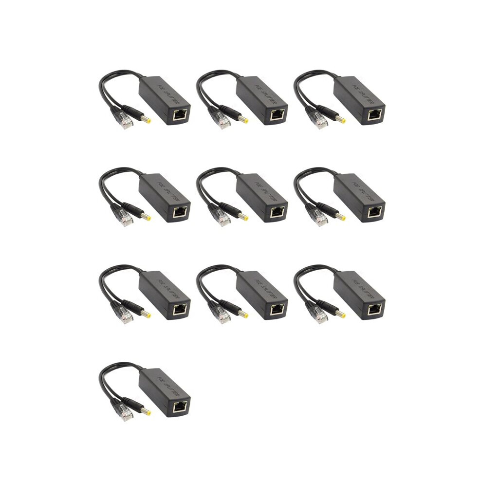 10X Gigabit Poe Splitter 10/100Mbps Poe Splitter Output 12V Power Over Ethernet Ieee 802.3Af For Ip Came Black 6032646115217