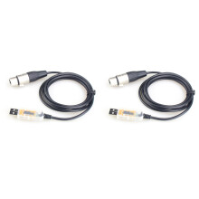 2X USB Naar DMX Interface Adapter LED DMX512 Computer PC Podiumverlichting Controller Dimmer, Adapterkabel