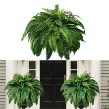 8X UV Resistant Lifelike Artificial Boston Fern, Artificial Ferns for Outdoors, Faux Ferns Fake Ferns Artificial Plants