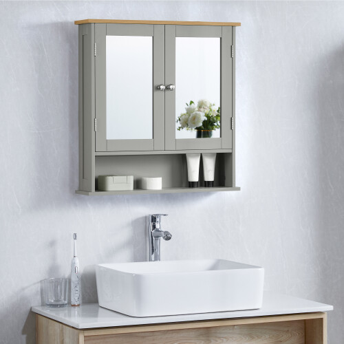 Priano 2 Door Bathroom Wall Cabinet Mirrored Shelf