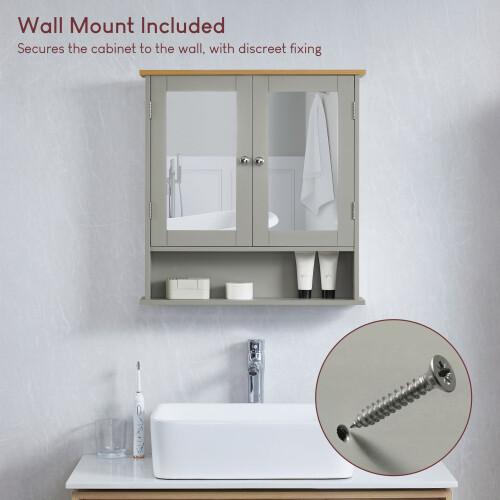 Home Discount Priano 2 Door Bathroom Wall Cabinet Mirrored Shelf 2