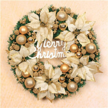 2X Dekorativ Julkrans Ytterdörr Hängande Julkrans Golden Wreath Hotel Mall Hemdekoration (30Cm)