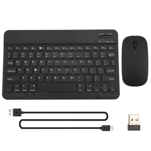 2X Ultra-Thin Silent Wireless  Keyboard and Mouse Set Suitable for Tablet Notebook  Keyboard Black 2