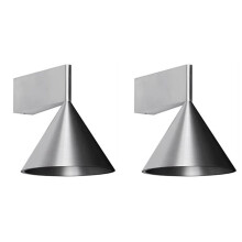 2X Petite Applique Murale Nordique en Métal Brossé, pour Salon, Bureau, Salle à Manger, Décorative en Forme de Cône, Argentée