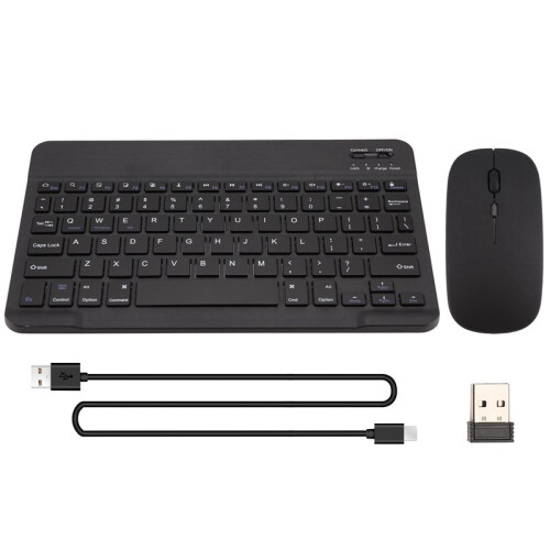 2X Ultra-Thin Silent Wireless  Keyboard and Mouse Set Suitable for Tablet Notebook  Keyboard Black 2