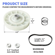 3X W10721967 Washer Pulley Clutch Kit, W10006384 Washer Drive Belt Replacement Kit Compatible for