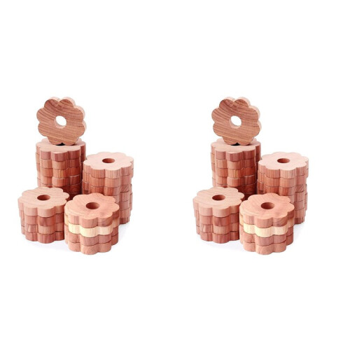 Cedar Blocks for Clothes Storage, 48 Pcs Cedar Rings Cedar Chips for Closets and Drawers,Cedar for Closets Scented Cedar
