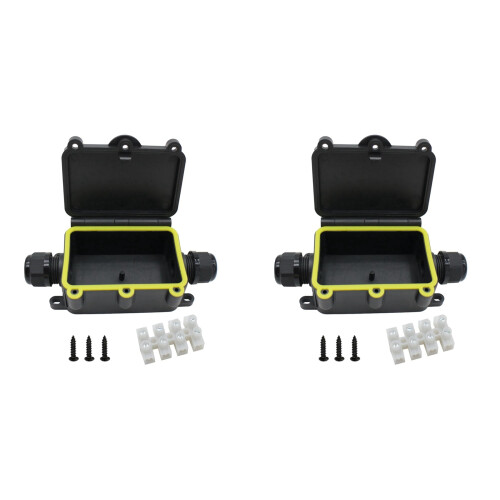 2X External Junction Box IP68,2 Way Clamshell-Type Underground Electrical Box with Terminal Block Airtight Plastic Box