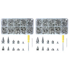 708 PCS Punk Spikes and Studs Kit,8 Size Cone Spikes,Metal Tree Spikes Studs for Leathercraft and Punk Style Clothing