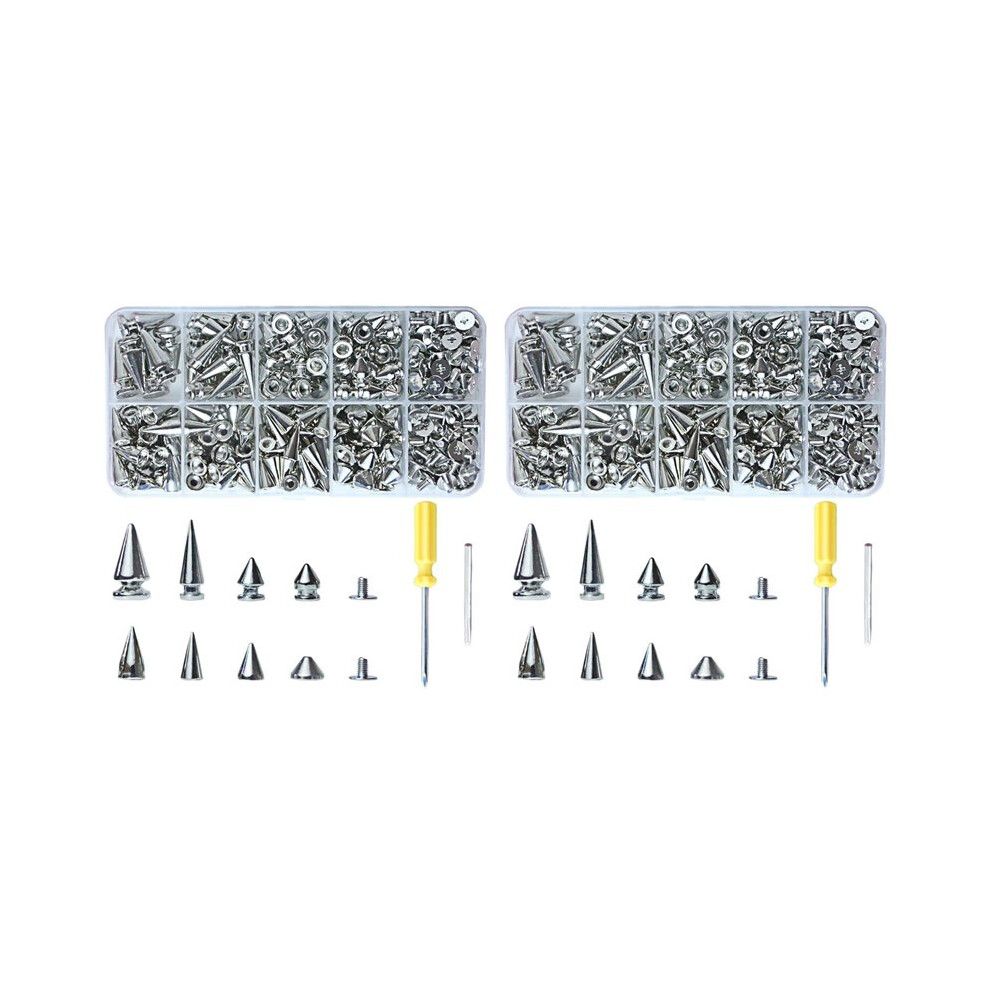 708 Pcs Punk Spikes And Studs Kit,8 Size Cone Spikes,Metal Tree Spikes Studs For Leathercraft And Punk Style Clothing 6031896128817