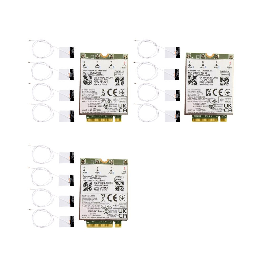 3X T77w968 Dw5821e X20 4G Lte Module Cat16 Gigabit 4G Wireless Card For Latitude 5420 5424 7424 Laptop+12Xantennas 6031055229591