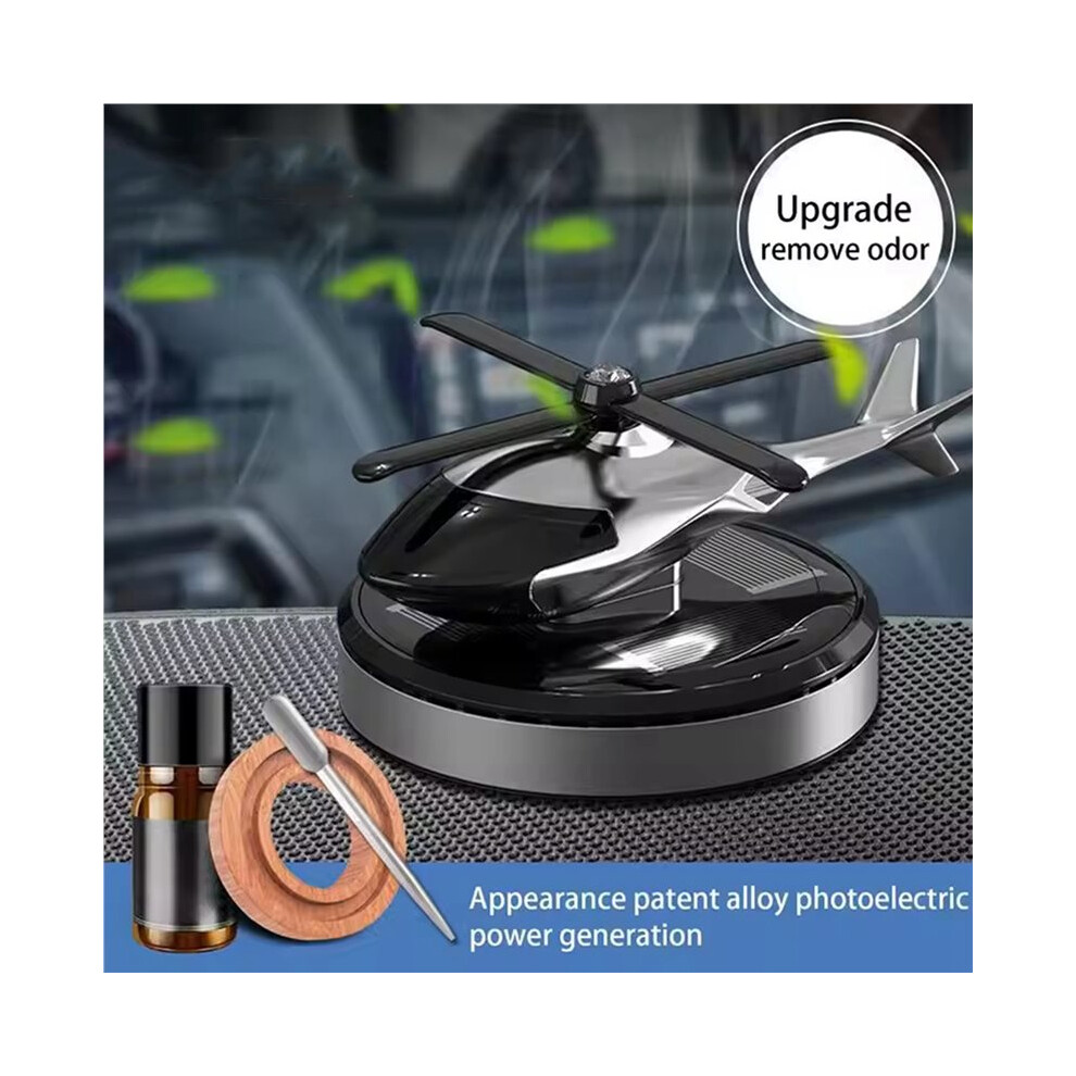 2X Car Air Freshener Solar Helicopter Decoration Alloy Propeller Rotating Auto Flavoring Perfume Diffuser 4711352166646