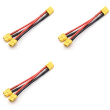 3X XT60 Parallel Battery Connector 1 Male to 2 Female Cable Dual Extension Y Splitter 14AWG Silicone Wire for RC Battery
