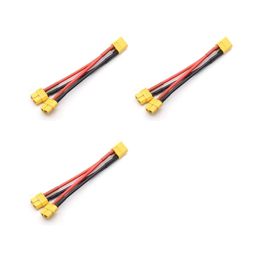 3X Xt60 Parallel Battery Connector 1 Male To 2 Female Cable Dual Extension Y Splitter 14Awg Silicone Wire For Rc Battery 6031416223855