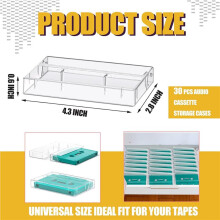 Confezione da 40 Custodie per Audiocassette - Custodie In Plastica Trasparente per Cassette - Soluzione per L'Archiviazione Audio 4,28 X 2,75 X 0,6