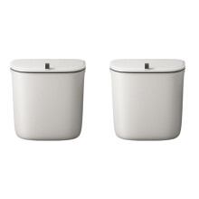 2 Pc Bathroom Can Wall Mounted Hanging Trash with Lid Waterproof Narrow Seam Rubbish Toilet Waste Garbage Bin 7L
