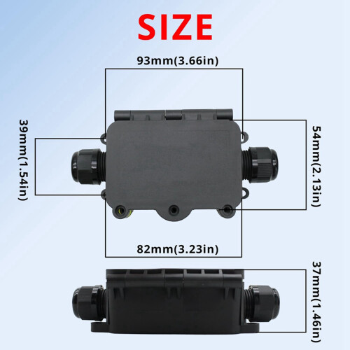 2X External Junction Box IP68,2 Way Clamshell-Type Underground Electrical Box with Terminal Block Airtight Plastic Box 2