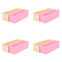 4X 1200G Savon de Bricolage Savon en Bois Boîte de Moule Pain Rectangulaire Doublure en Silicone Outil de Moule de Bougie de Savon Diy Outil de