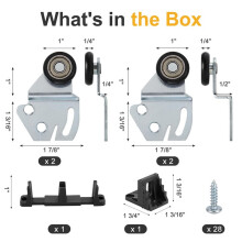 2X Sliding Closet Door Roller Kit - Top Hung Door Replacement Hardware with 1-Inch Convex Bearing Wheels