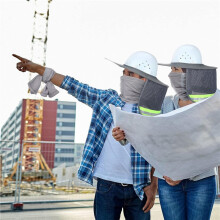 6 Pcs Sun Hard Hat Neck Protection High Visibility Full Brim Mesh Sun Protection and Neck Gaiter Bandana Face Scarf A
