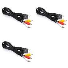 3pcs 1.8M Composite DC128AV Cable AV Audio Video TV Adapter Cable for Dreamcast, RCA Connection Cord