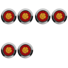 6szt. 4 Cal 16 LED Okrągły Truck Trailer RV Hamulec Stop Turn Tail Signal Light Czerwony Bursztynowy Chrom Wodoodporny 12-24V