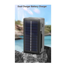 5X Cargador de Batería Solar Cargador de Batería de 2 Ranuras Estuche Powerbank Carcasa del Banco de Carga de Batería de Litio para Batería 18650