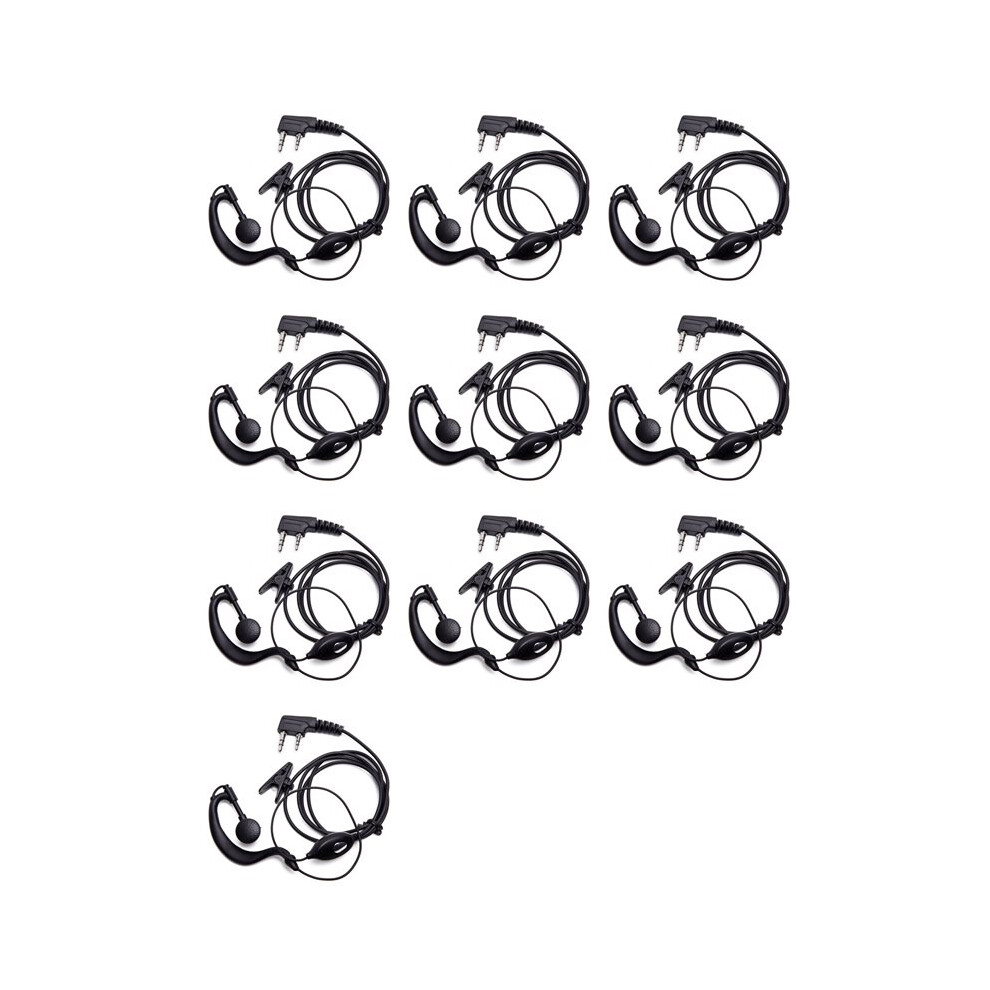 10X Walkie Talkie Headset 2 Pin K-Plug Wired Two Way Ham Radio Earpiece For Bf-888S Uv5r 992 Earwear 6034185721652
