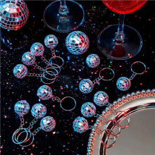 150 St Disco Nyckelring, Silver Mirror Disco Bulk Nyckelring Partys Favors för 70-Talet 80-Talet Disco Partys Dekorationer