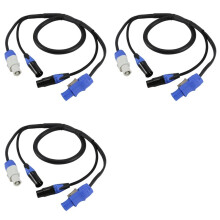3X Högkvalitativ Powercon 3-Polig XLR-Kombinationskabel 1 M DMX512-Strömkabel för Scenbelysning, LED-Skärm