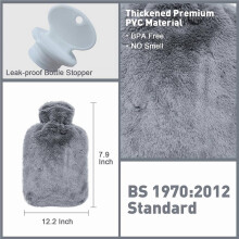 2X PVC Material Explosion-Proof 2000ml Winter Hot Water Bottle, Water Injection Plush Warmer, Hand Warmer,Foot Warmers