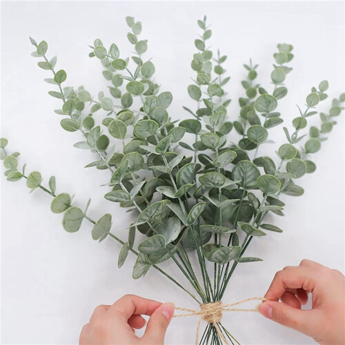 72 Pieces of Eucalyptus Stems Artificial Eucalyptus Leaf Stems True Gray Green Touch Leaf Branches 2