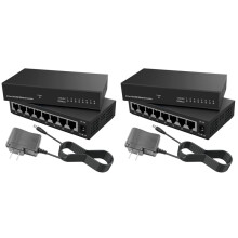 2X 8-Port-Gigabit-Ethernet- RJ45-Hub Internet-Splitter   Ethernet-Netzwerk- 10/100 Mbit/S US-Stecker