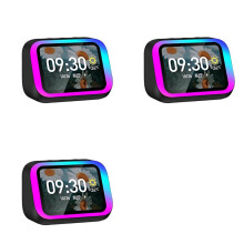 3X Altavoz Inteligente con Pantalla y Control de Temperatura, Altavoz de Mesa con FM, Decoración de Oficina, Color Negro.