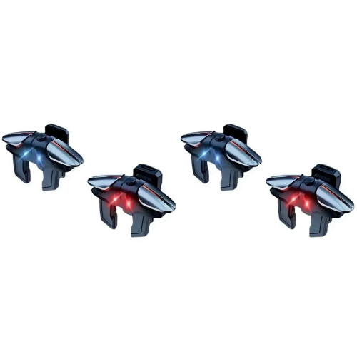 4X 6 Finger Mobile Phone Alloy Pulse Auto Fire Game Trigger for PUBG Aim L1R1 Key Button for IOS Android