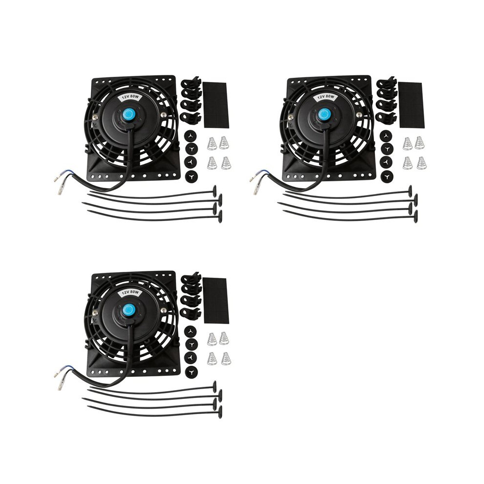 3 Set 6 Inch Slim 650Cfm Radiator Cooling Fans Universal Slim Pull Push 12V 80W Direct Electric Fan With Mount Kit 6032340212205