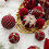 8X Weihnachtskugeln, Ornamente, Weinrot, Beflockung, Weihnachtsbaumschmuck, Neujahr, Weihnachtskugeln A 3