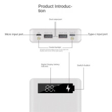 5X 18650 Battery Power Bank Fodral LCD Display Stöd 20000MAh LCD Display för 8X18650 Batteri DIY Powerbank Fodral (Svart)