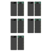 5X 18650 Battery Power Bank Fodral LCD Display Stöd 20000MAh LCD Display för 8X18650 Batteri DIY Powerbank Fodral (Svart)