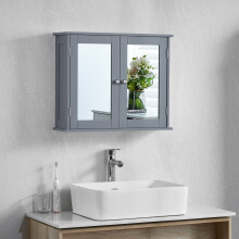 (Grey) Priano 2 Door Mirrored Wall Bathroom Cabinet