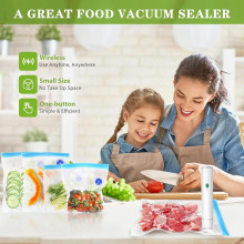 5X Scelleuse Sous Vide pour Aliments - Scelleuse Sous Vide Portable Sans Fil avec 10 Sacs de Scellage, pour la Conservation et la Fraîcheur des