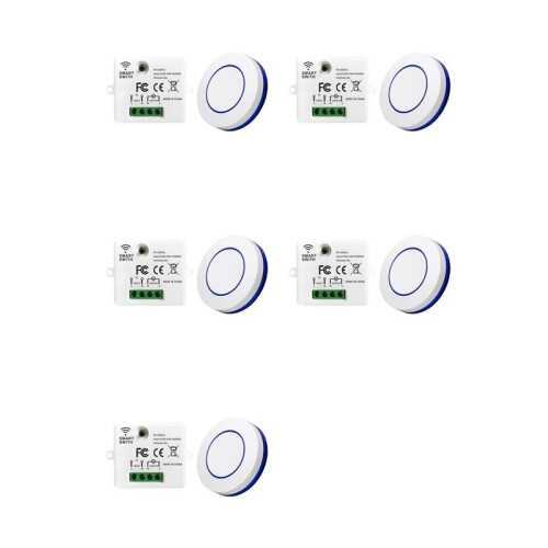 5X RF 433MHz Wireless Light  220V 110V 10A Relay Receiver Round Button Wall Panel  Remote Control LED Lamp