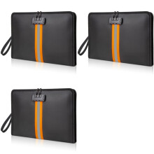 3X Brandwerende Documententas met Slot, 13x9,2 Inch Brandwerende Geldzak, met Rits en Slot, Geschikt voor Tablets en A4-Documenten