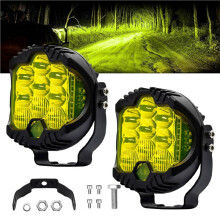 4pcs 3 Inch Three Side Illuminated Work Lights LED Headlights for Truck Suv Boat Off-Road Vehicles ATV ,Yellow