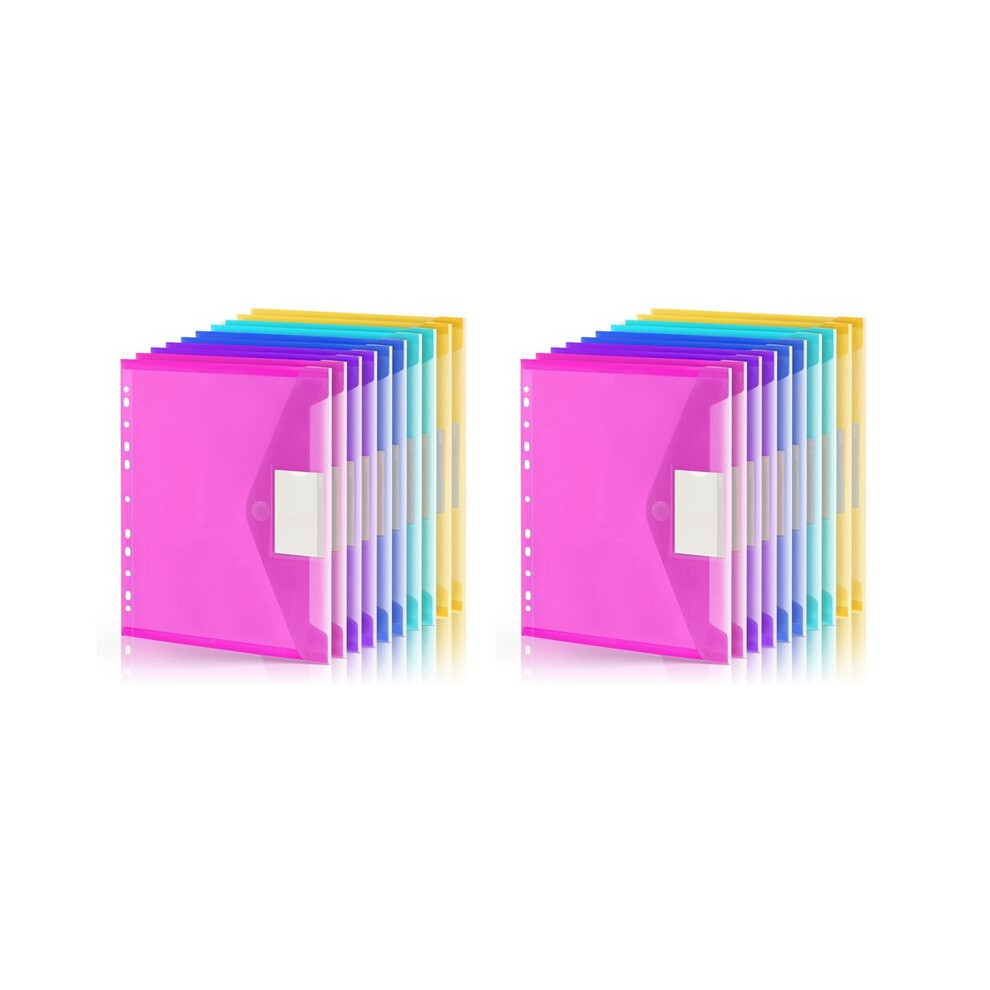 20 Pack File Folders, 11 Ring Plastic Envelopes, Clear Folder For Documents With Label, 3 Ring Binder Pocket Organizer 6032875411036