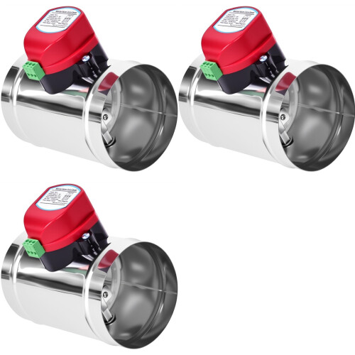 3pcs 4in Motorized Duct Damper-Adjustable Volume Balancing & Backdraft Damper Control,Airflow Control Damper